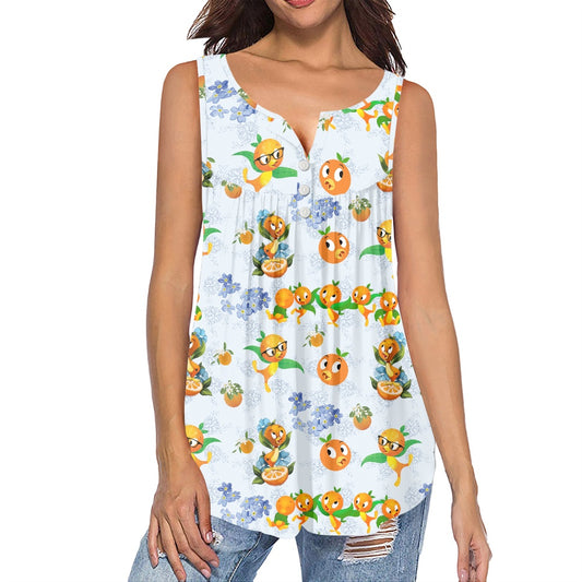 Classic Orange Bird All-Over Print Women's Sleeveless V-Neck Top