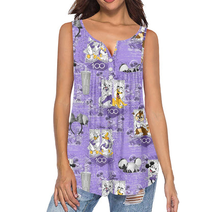 Celebration 100 All-Over Print Women's Sleeveless V-Neck Top