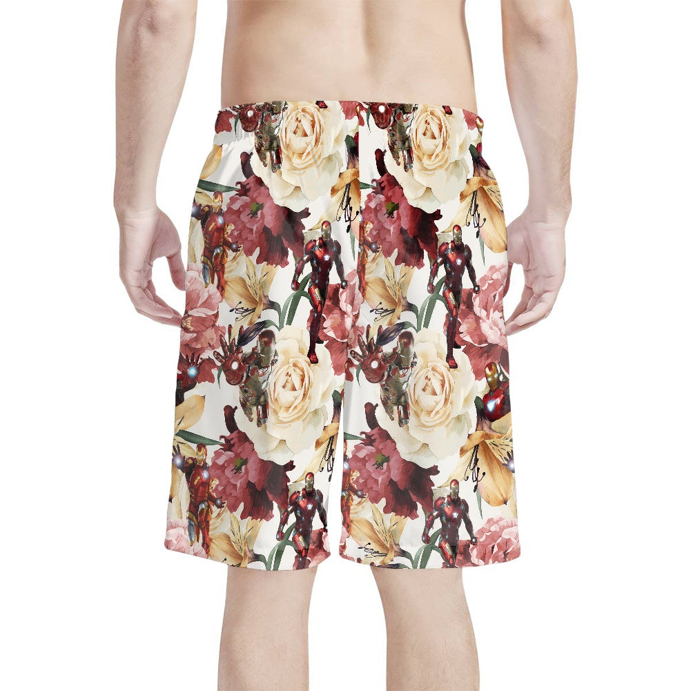 Floral Iron All-Over Print Men's Beach Shorts