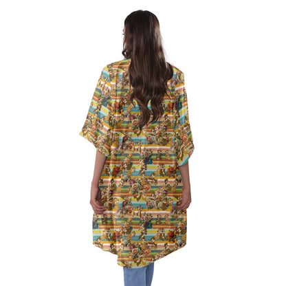 Chipmunks Women's Half Sleeve Kimono Cardigan