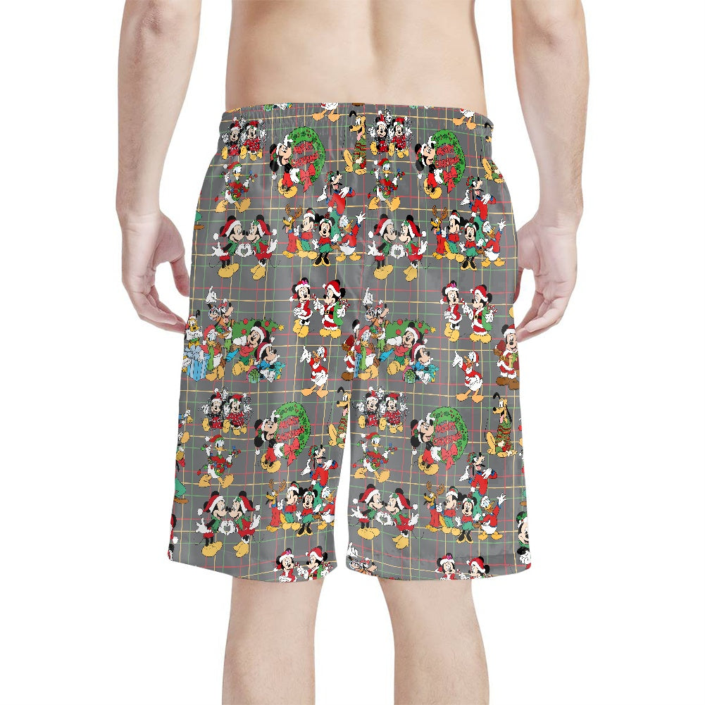 Christmas Buddies All-Over Print Men's Beach Shorts