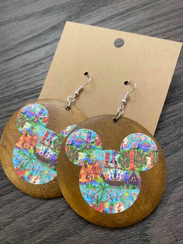 Tiki Room in Ears WOOD EARRING