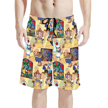 Rose Petal Princess All-Over Print Men's Beach Shorts