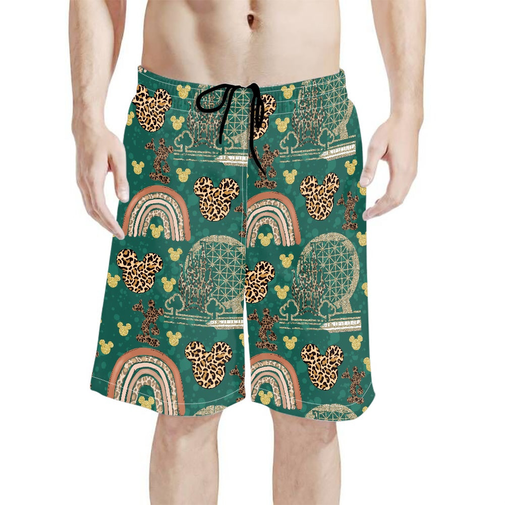 Cheetah Rainbow All-Over Print Men's Beach Shorts