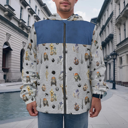 Droids All-Over Print Men's Casual Zipper Jacket