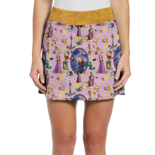 Floating Lanterns All-Over Print Women's Middle-Waisted Skorts