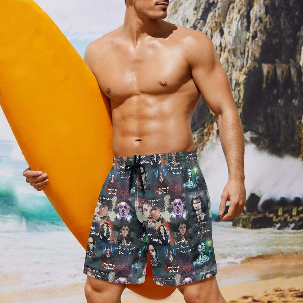 Spooky Babes All-Over Print Men's Beach Shorts