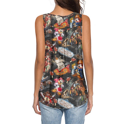 Pirate's Life All-Over Print Women's Sleeveless V-Neck Top