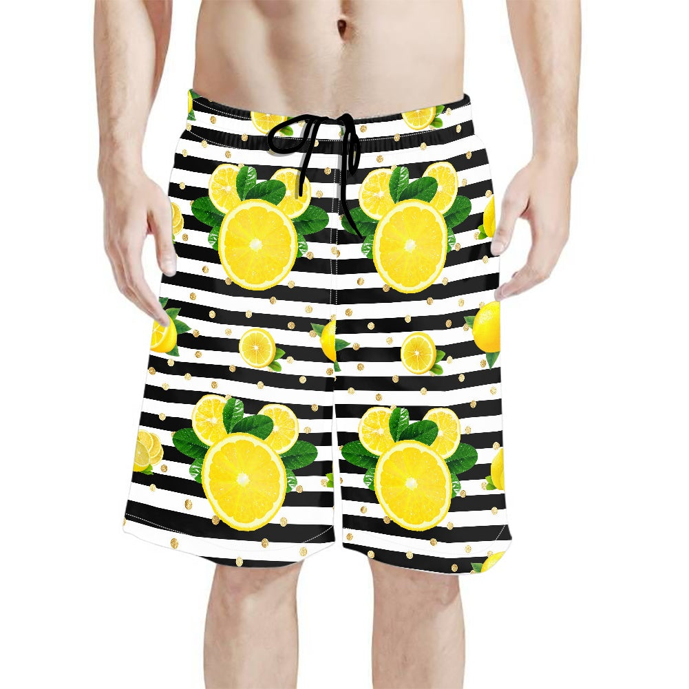 Lemon Squeezie All-Over Print Men's Beach Shorts