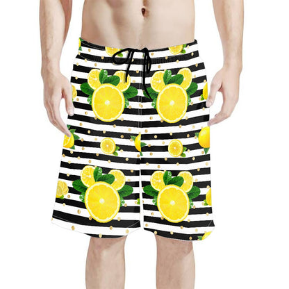 Lemon Squeezie All-Over Print Men's Beach Shorts