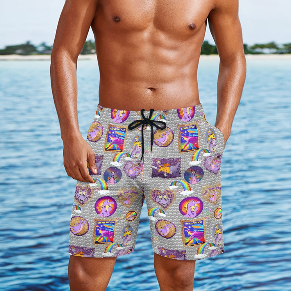 Purple Dragon All-Over Print Men's Beach Shorts