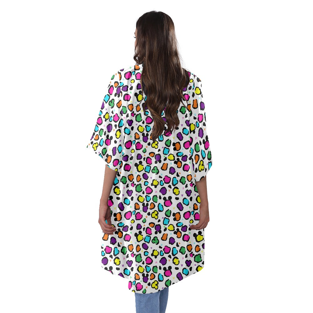 Neon Spots Women's Half Sleeve Kimono Cardigan