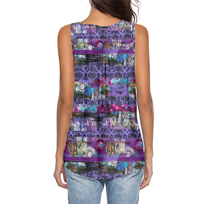 Haunted All-Over Print Women's Sleeveless V-Neck Top