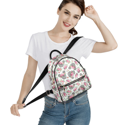 Floral Cheetah White Casual Backpack for women