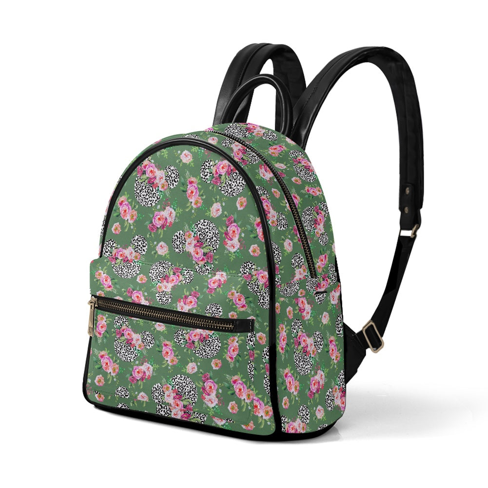 Floral Cheetah Green Casual Backpack for women