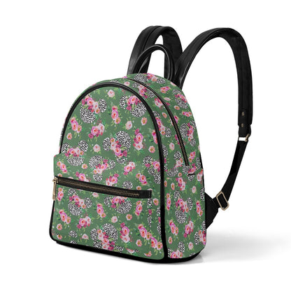 Floral Cheetah Green Casual Backpack for women