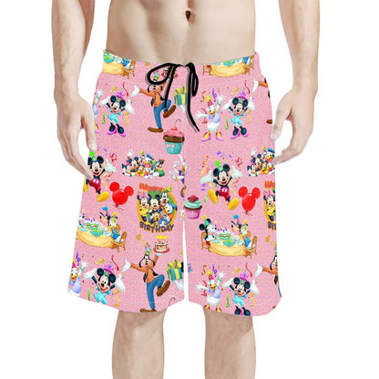 Birthday Pals All-Over Print Men's Beach Shorts