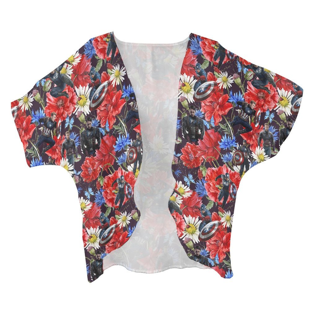 Floral Cap Women's cardigan chiffon shirt