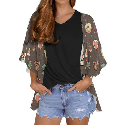 Boho Halloween Brown Women's cardigan chiffon shirt