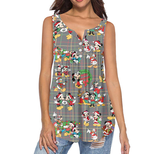 Christmas Buddies All-Over Print Women's Sleeveless V-Neck Top