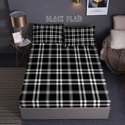 SHEET SET RUN- BLACK PLAID