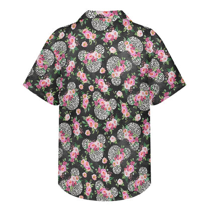 Floral Cheetah Black- Hawaiian shirt