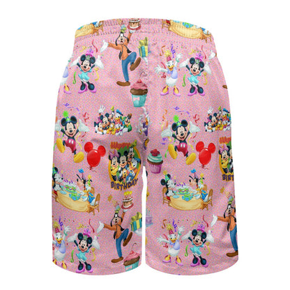 Birthday Pals All-Over Print Men's Beach Shorts