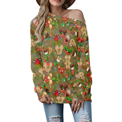 Christmas Cookies Women's one-shoulder top