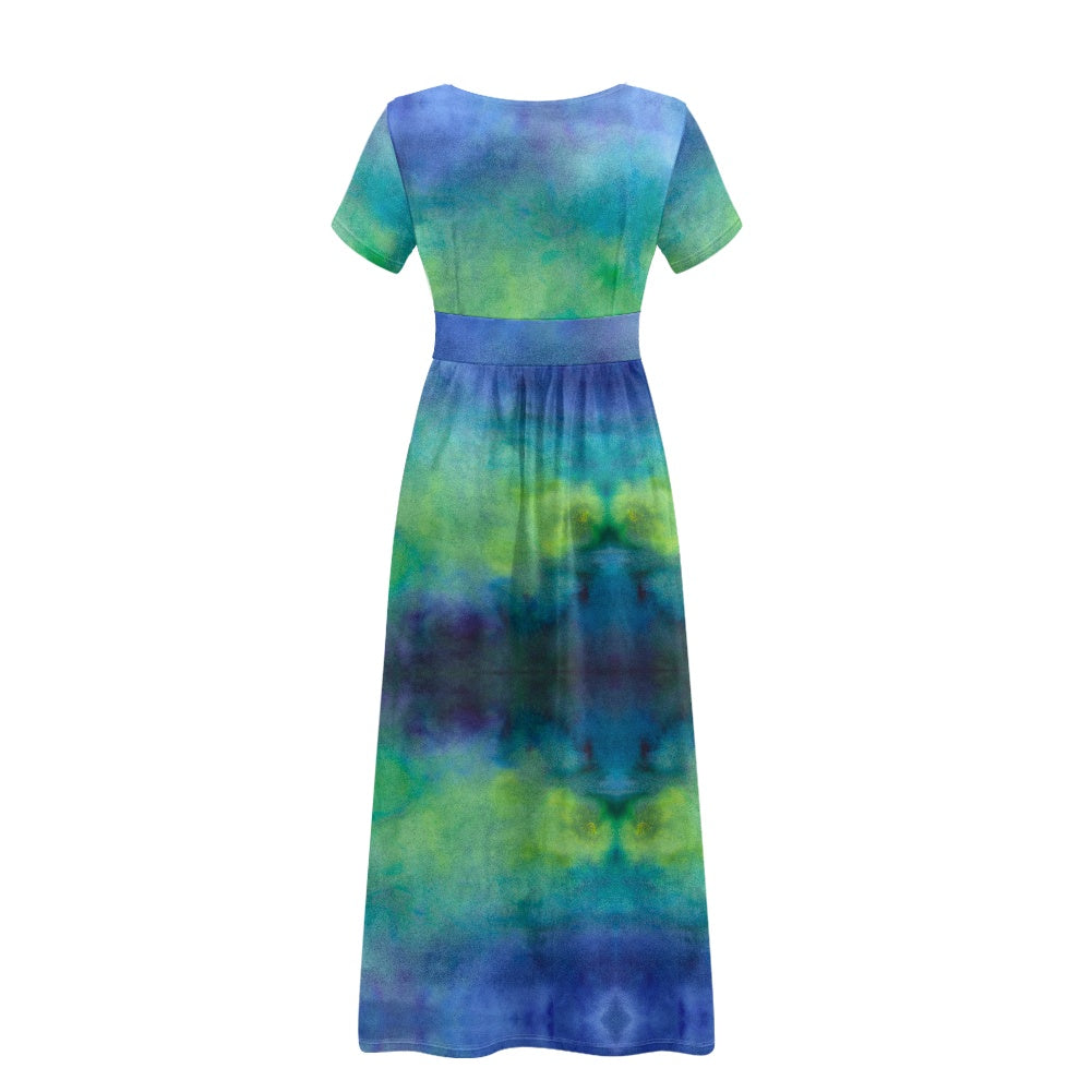 Aqua Tie Dye Ladies dress long