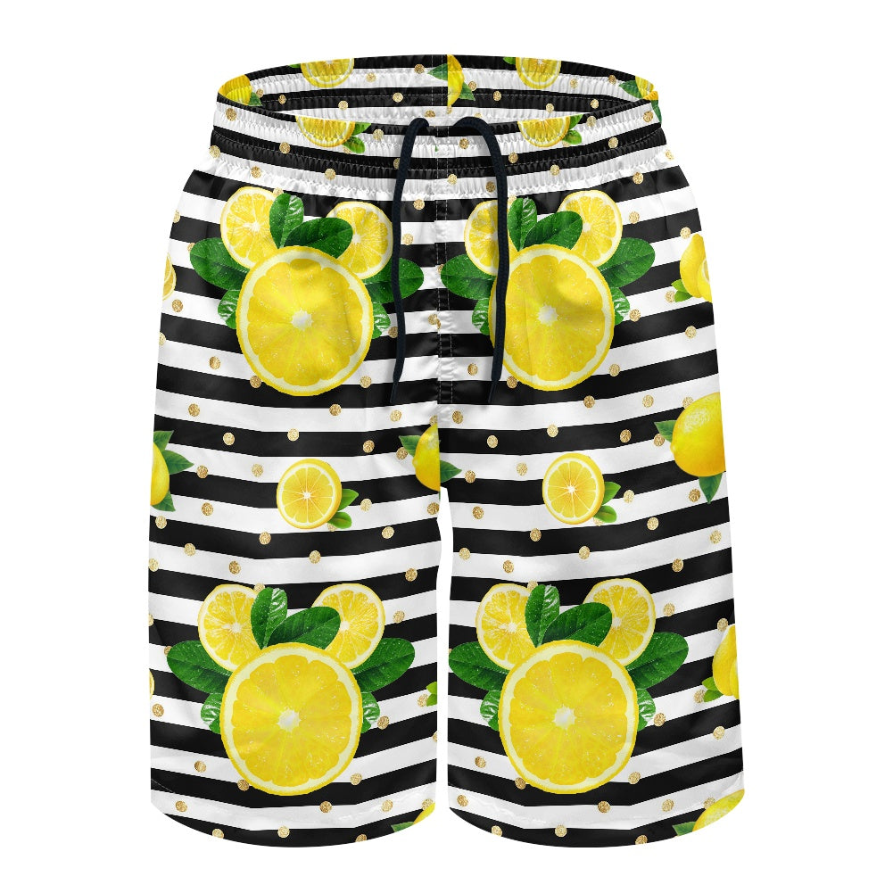 Lemon Squeezie All-Over Print Men's Beach Shorts