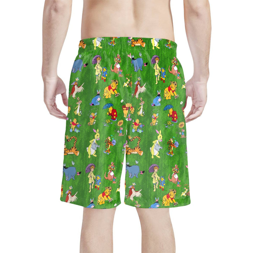 Spring Winnie All-Over Print Men's Beach Shorts