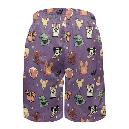 Boho Halloween Purple All-Over Print Men's Beach Shorts