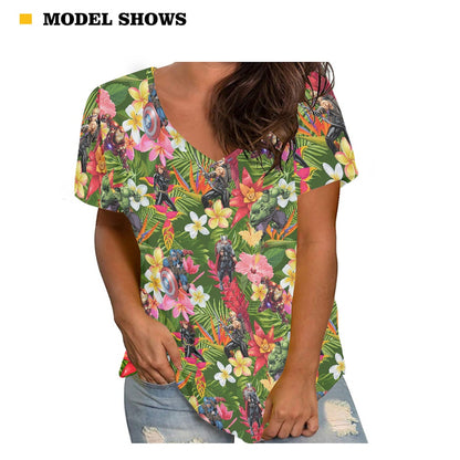 Tropical Heroes Women's V-neck Top