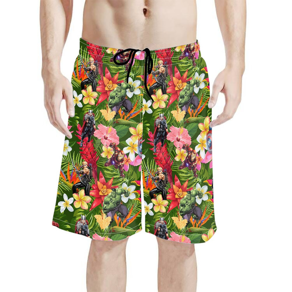 Tropical Heroes All-Over Print Men's Beach Shorts