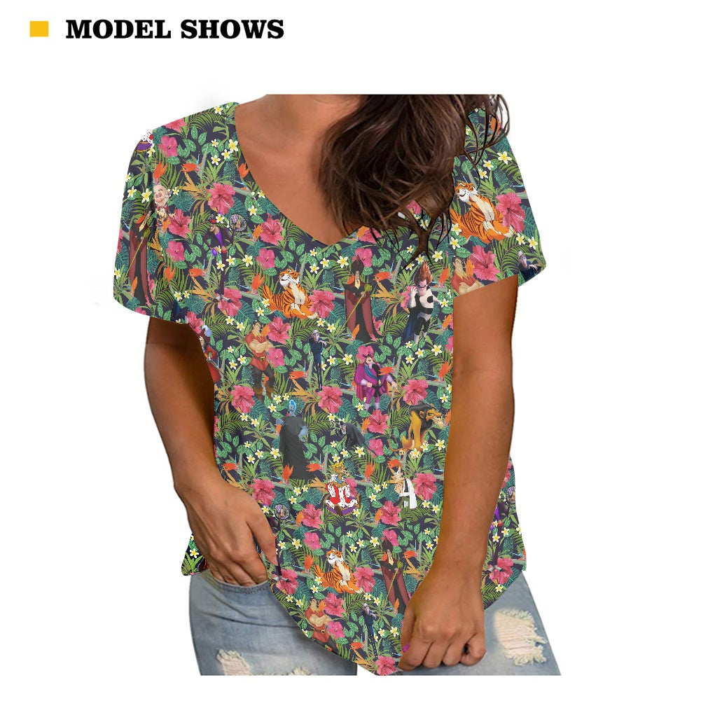 Tropical Male Villains Women's V-neck Top