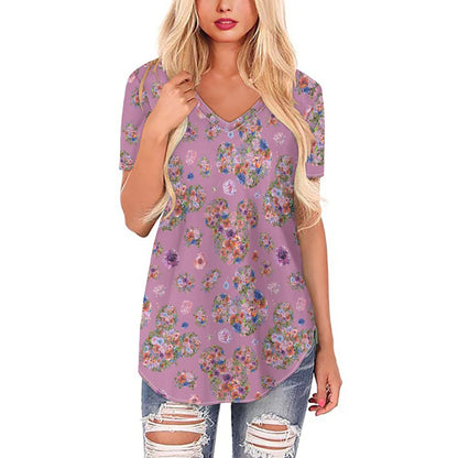 Floral Mouse Women's V-neck Top