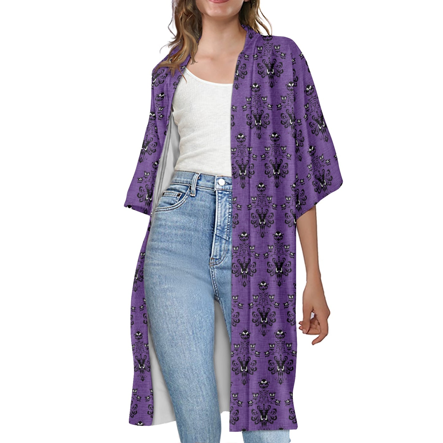 HM Wallpaper-B- Women's Half Sleeve Kimono Cardigan