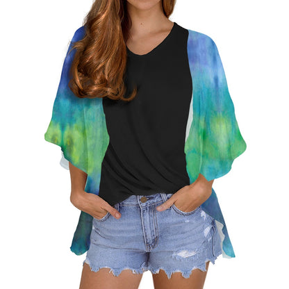 Aqua Tie Dye Women's cardigan chiffon shirt