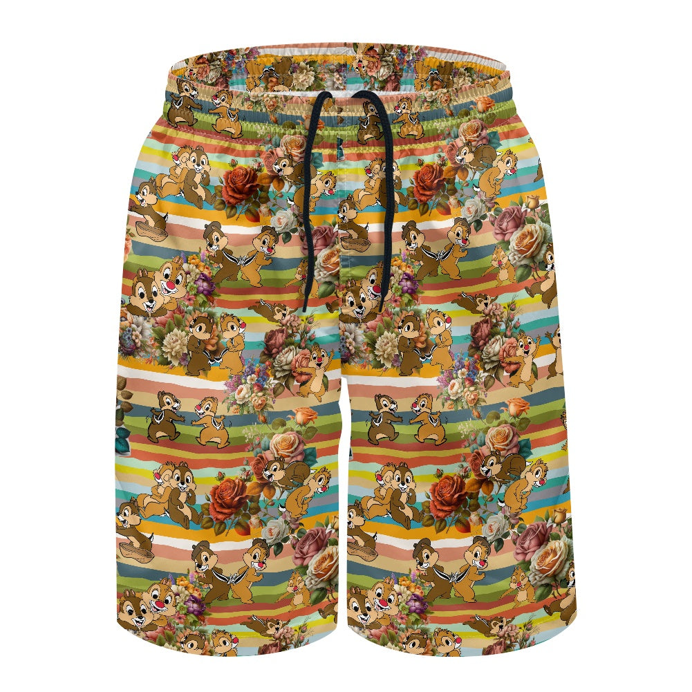 Chipmunks All-Over Print Men's Beach Shorts