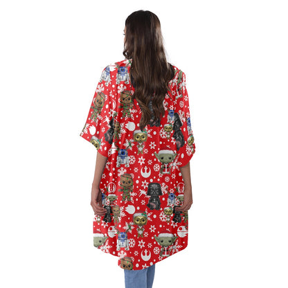 SW Pop Christmas Women's Half Sleeve Kimono Cardigan