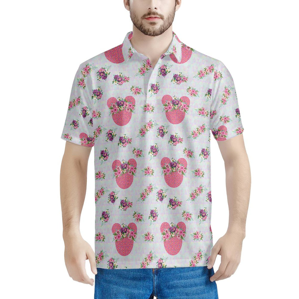 Pink Floral Crowns Polo T-shirt