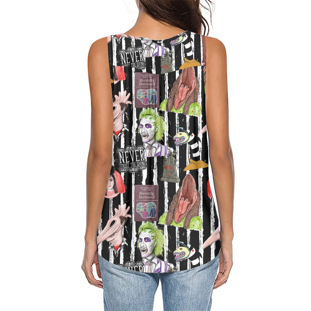 Bioexorcist All-Over Print Women's Sleeveless V-Neck Top