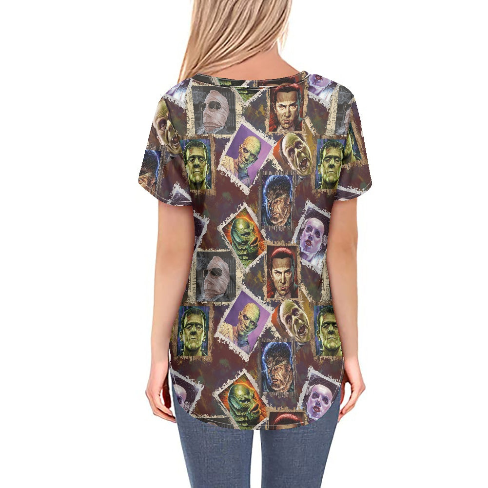 Movie Monsters Women's V-neck Top