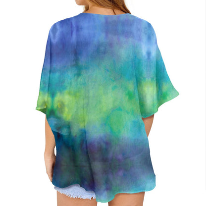 Aqua Tie Dye Women's cardigan chiffon shirt