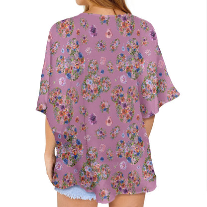 Floral Mouse Women's cardigan chiffon shirt