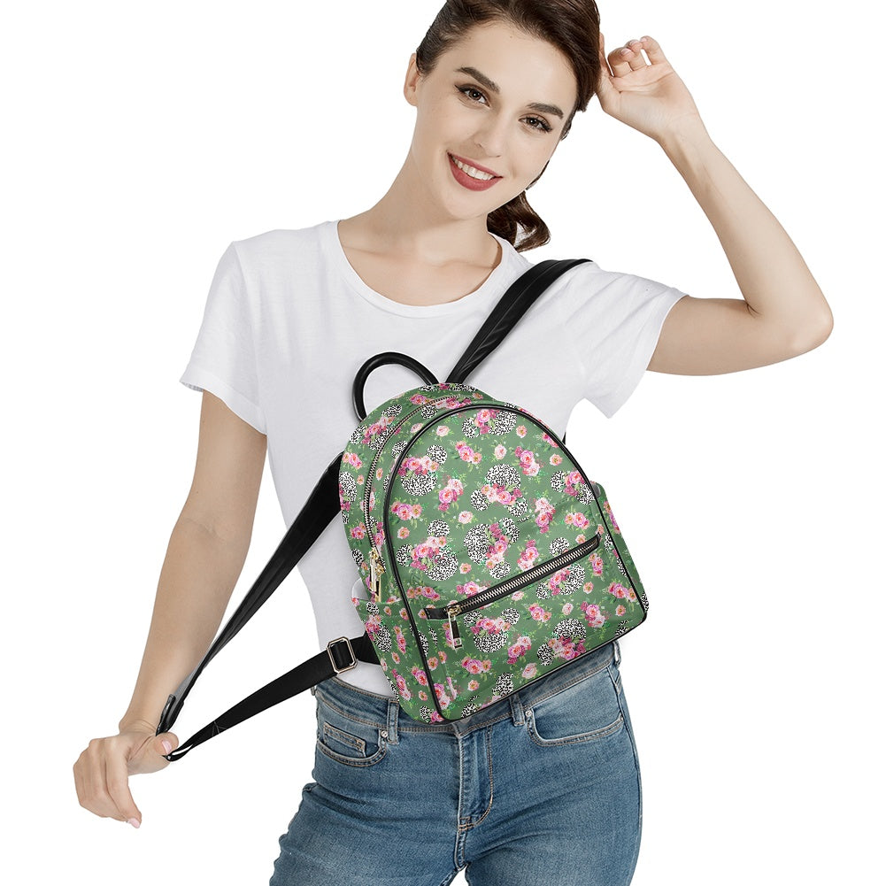 Floral Cheetah Green Casual Backpack for women