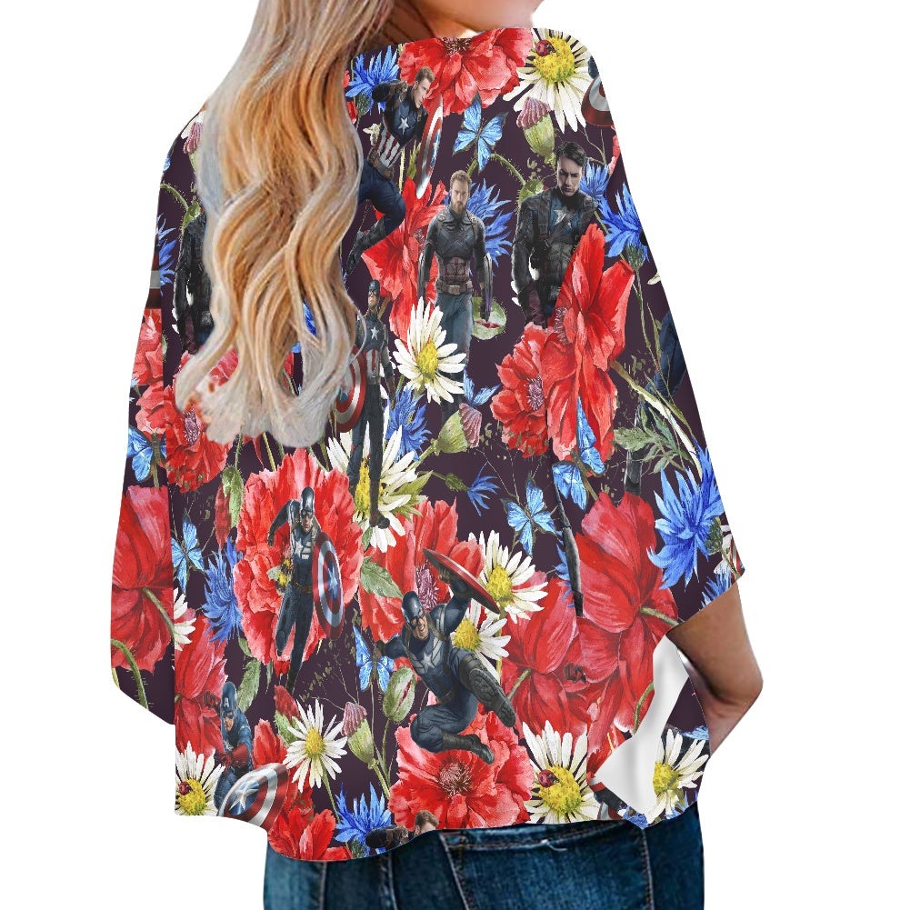 Floral Cap Women‘s’ V-neck Streamers Blouse