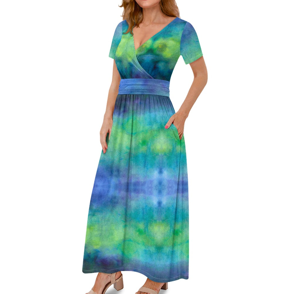 Aqua Tie Dye Ladies dress long