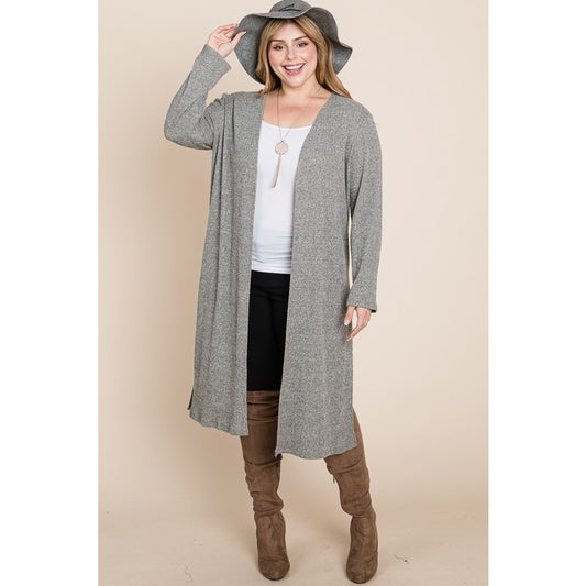 Ribbed Cardigan- Emerald