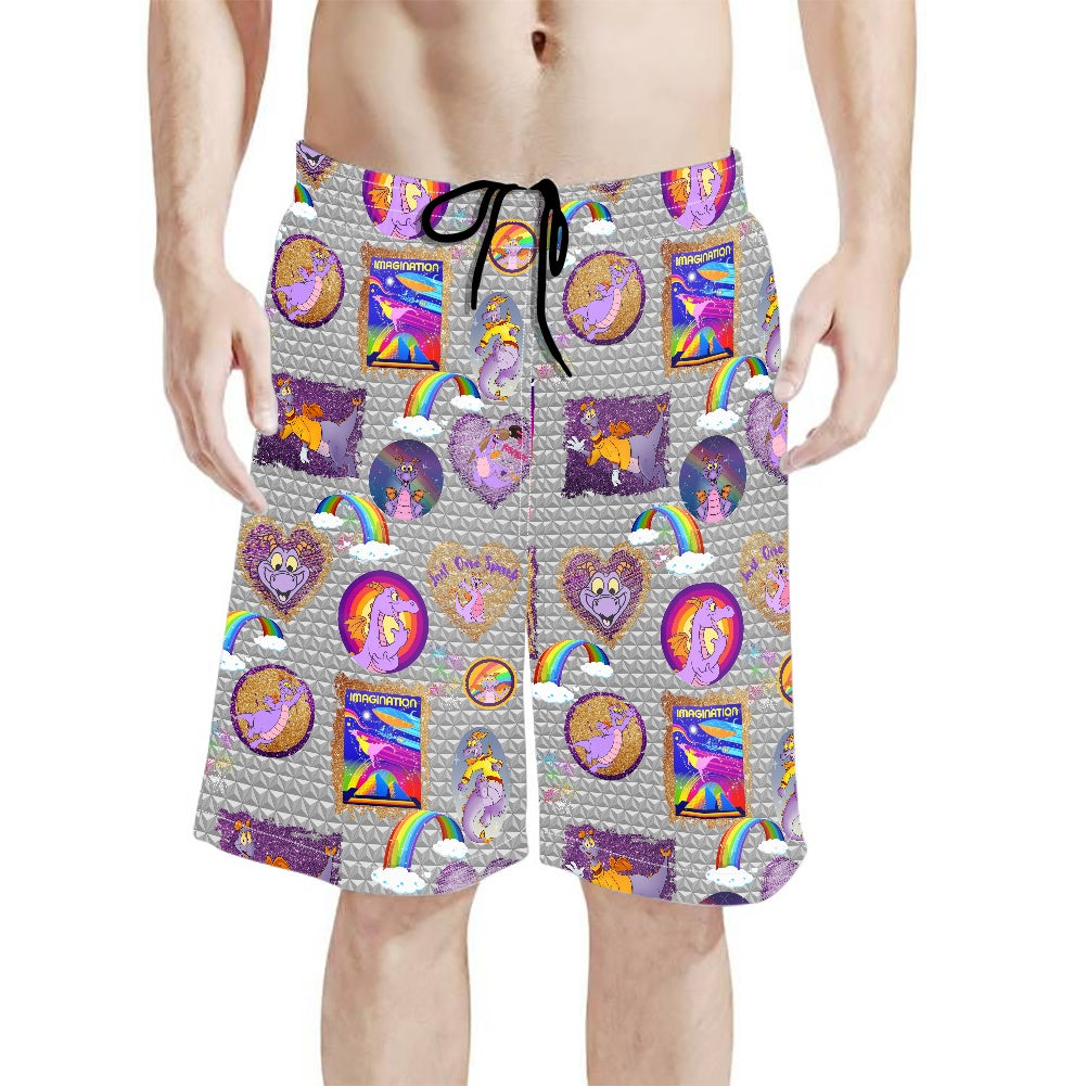 Purple Dragon All-Over Print Men's Beach Shorts